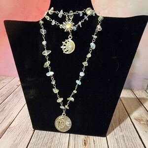 Elegant Silver and Blue Moon Necklace